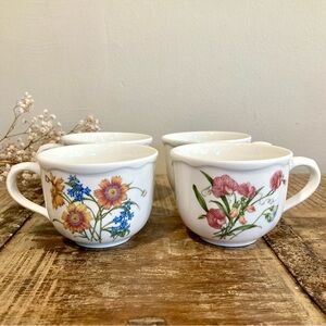 4 Noritake Casual Gourmet Tea Coffee Cups Garden Mugs Assorted Flowers 7940